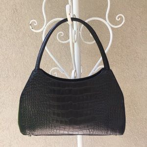 Ann Taylor Black Leather Embossed Purse EUC